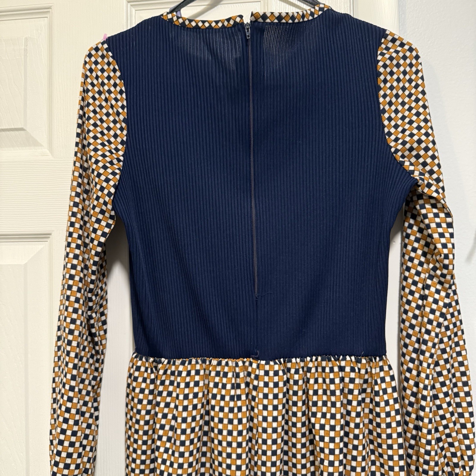 Joseph Magnin Vintage Boho Dress Size 12 Mid-Century Modern Maxi Slit In Back