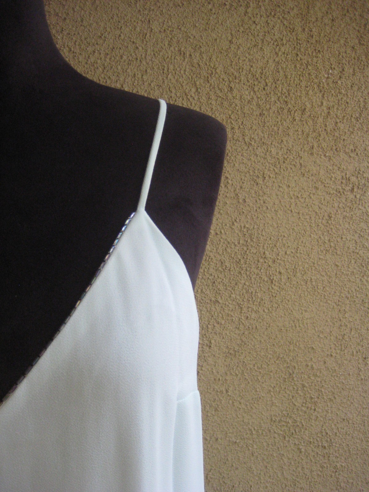 Vintage 1982 Casadei Eletra chiffon dropwaist bead padded shoulder party dress