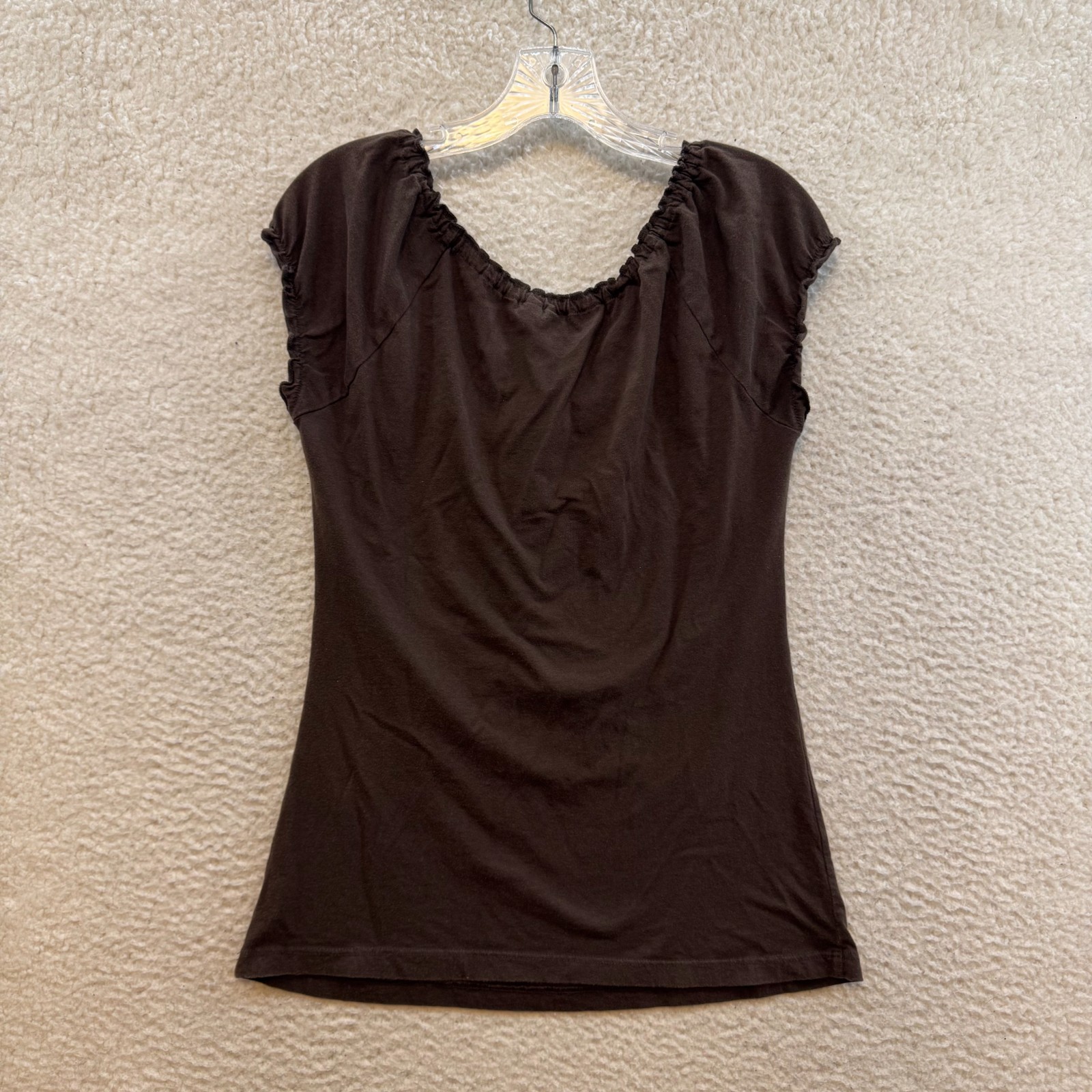 Y2K Vintage Top Shirt Medium Large Brown Milkmaid Peasant Boho Fairy Whimsigoth