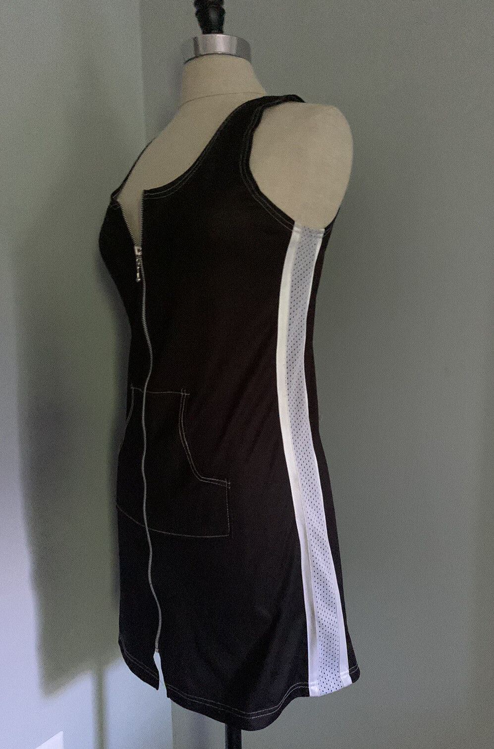 Vintage 90s Raver Dress Light Reflective Cyber Goth Club Kid Mod Futuristic