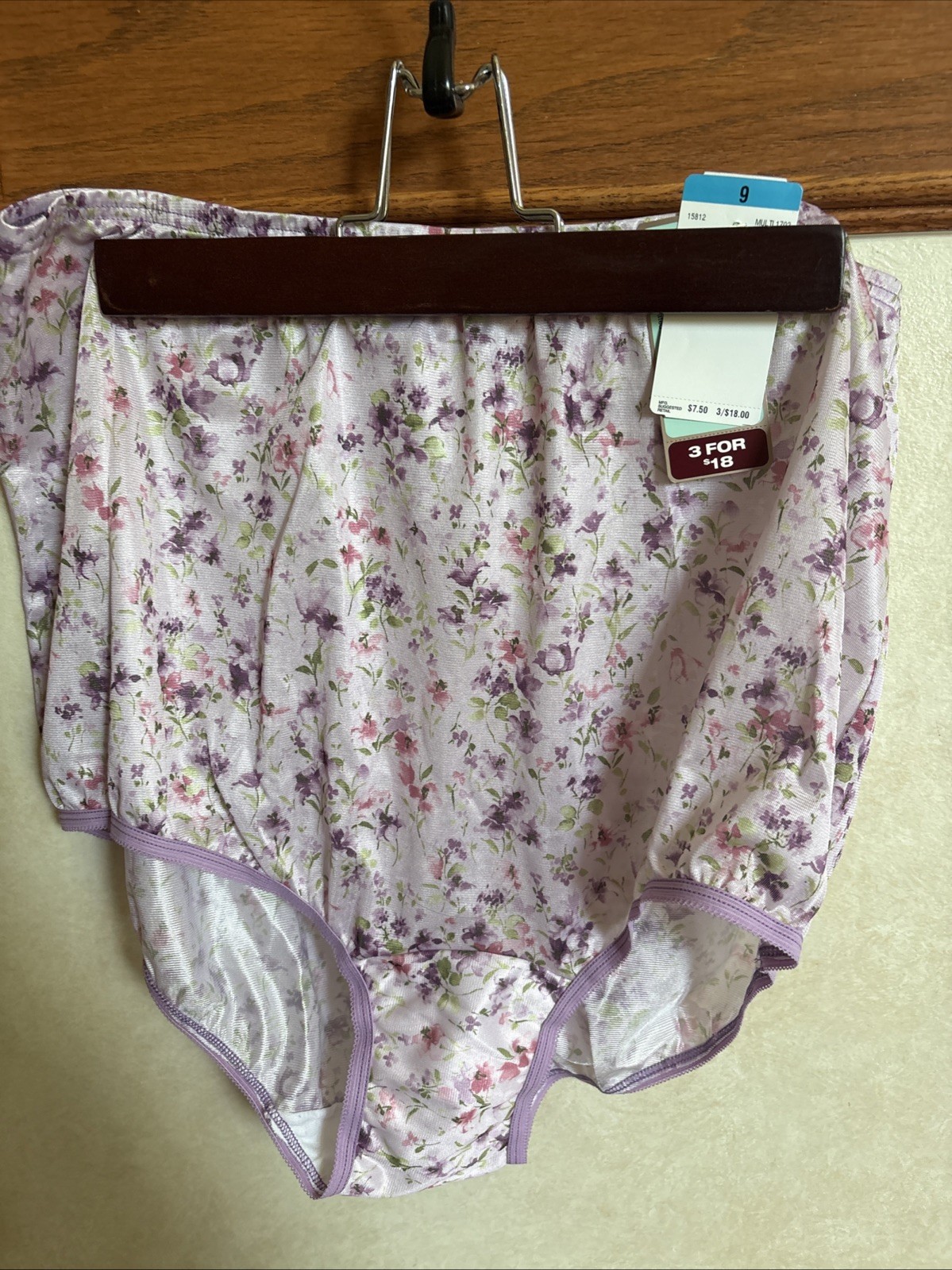 vtg Vanity Fair purple Panties 15812 Brief Floral Granny sissy panties NWT 9