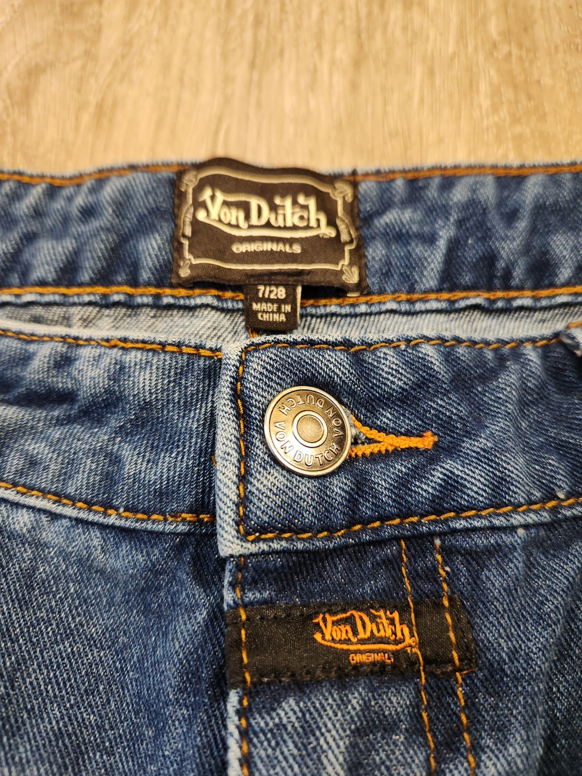Vintage Von Dutch Jeans Denim Wide Leg Size 7 Y2K Skater Baggy 28×30
