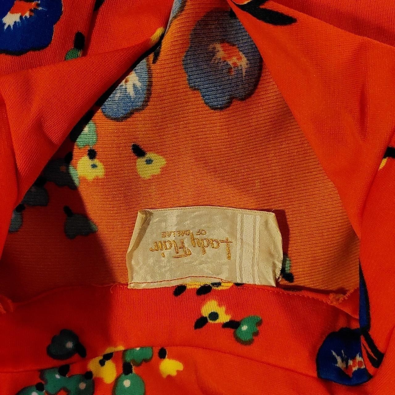 Vintage 70's floral orange button up and tank top matching set.