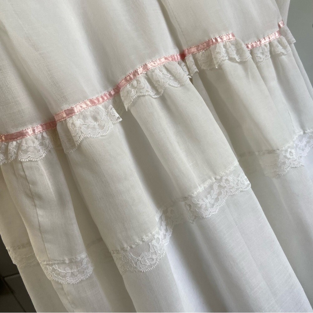Vintage Candi Jones Floral Embroidered Lace Slip Dress Size 7 Prairie Cottage