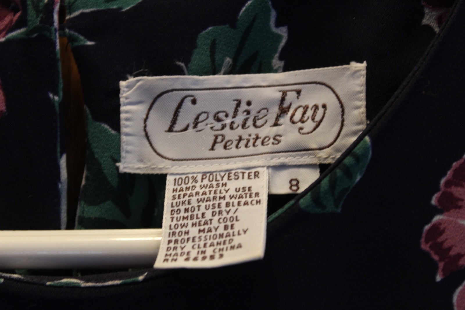 VTG LESLIE FAY PETITES FLORAL DRESS W/ 3 TIER SKIRT SZ 8 PETITE STRETCH WAIST