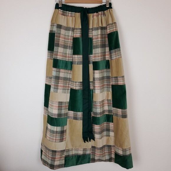 Vintage Mr. Hank Patchwork Mixed Fabric Long Skirt