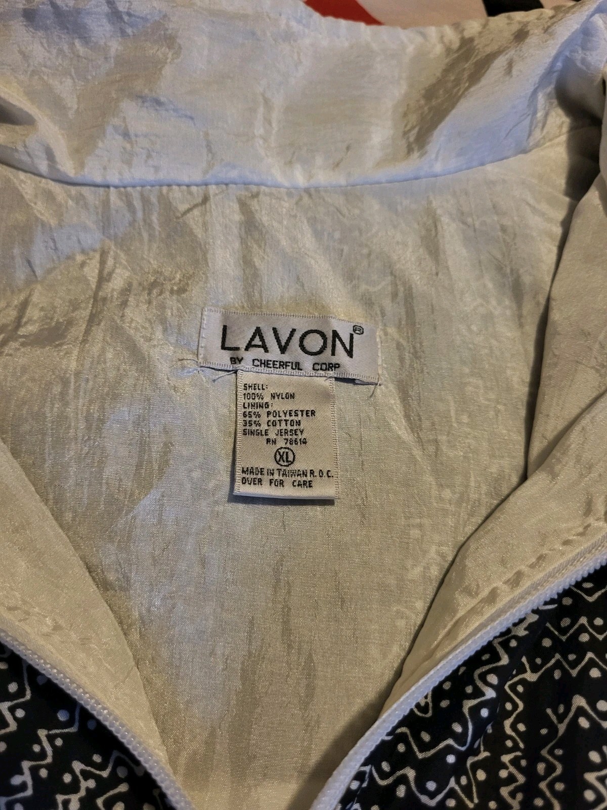 Lavon Cheerful Corp WOMENS XL Jacket Windbreaker Black White 80s 90s VINTAGE