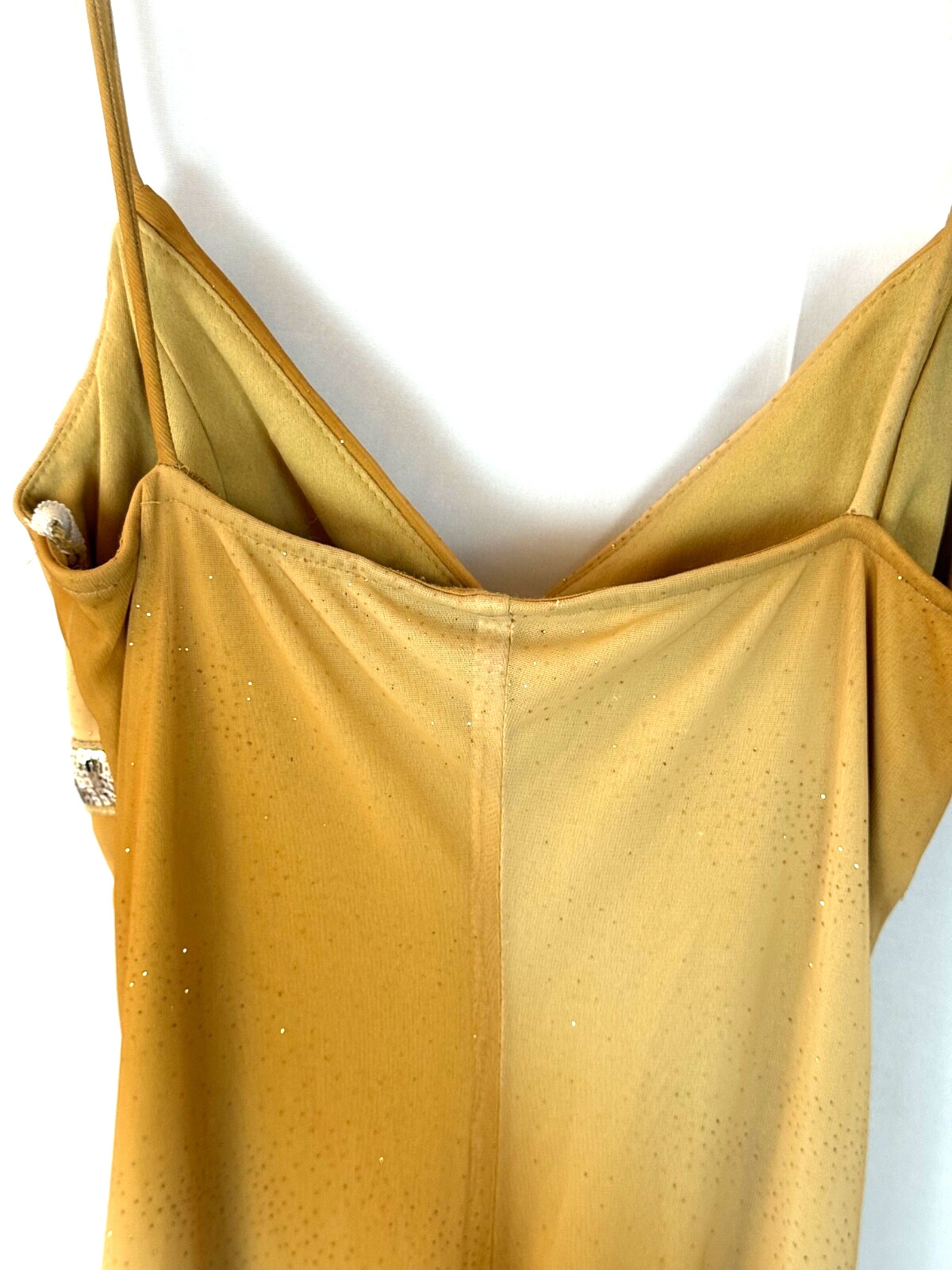 City Triangles-wm sz M vtg 82 disco style dress cascade ruffles brown gold ombre