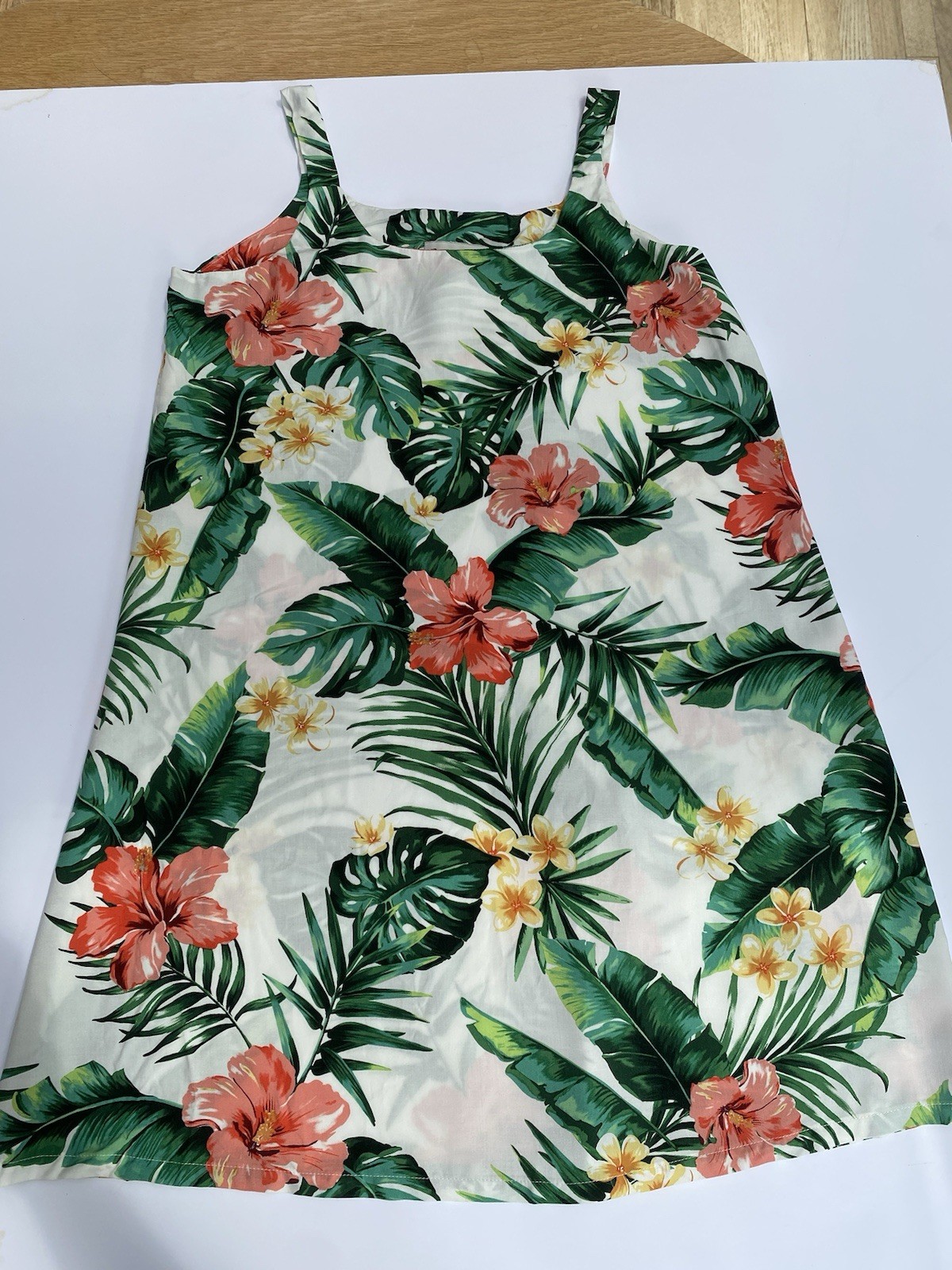 Hawaiian print sun dress Bishop St. Apparel Women’s Sleeveless tropical hibiscus