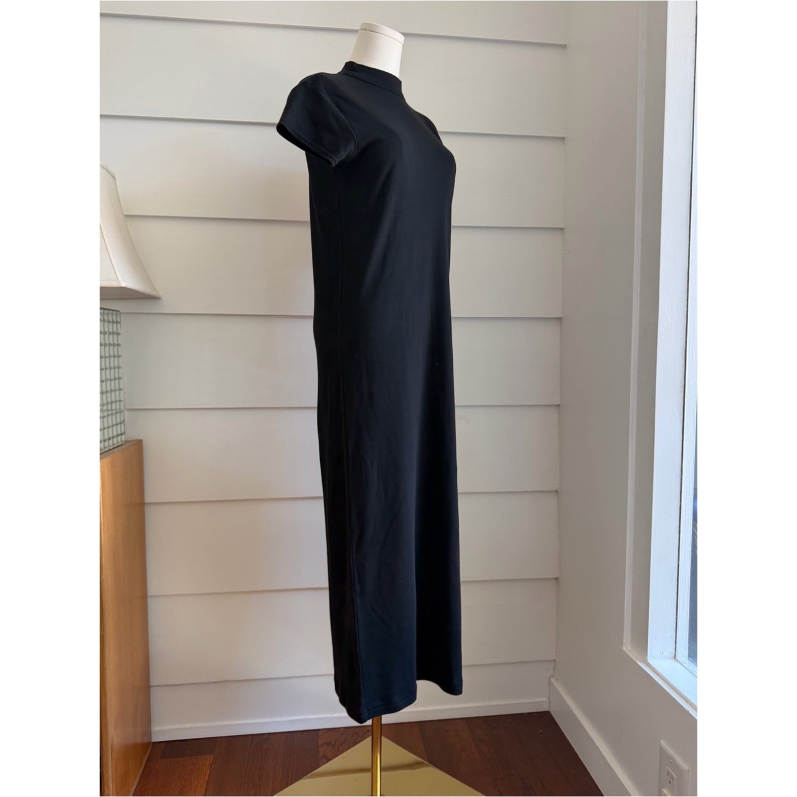 Vintage 90s Calvin Klein Classifications Black Cotton Dress Minimalist Luxury