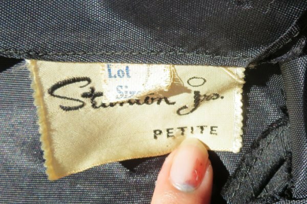 Vtg 50s STANTON Jrs Black Silk Double Breasted S/S Dress USA S 4 6 Tag 13