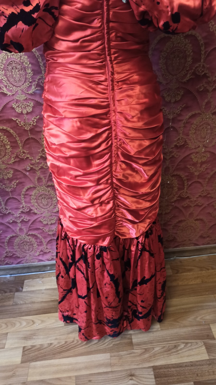 Elegant evening long satin vintage dress 70-80s England john charles cocktail