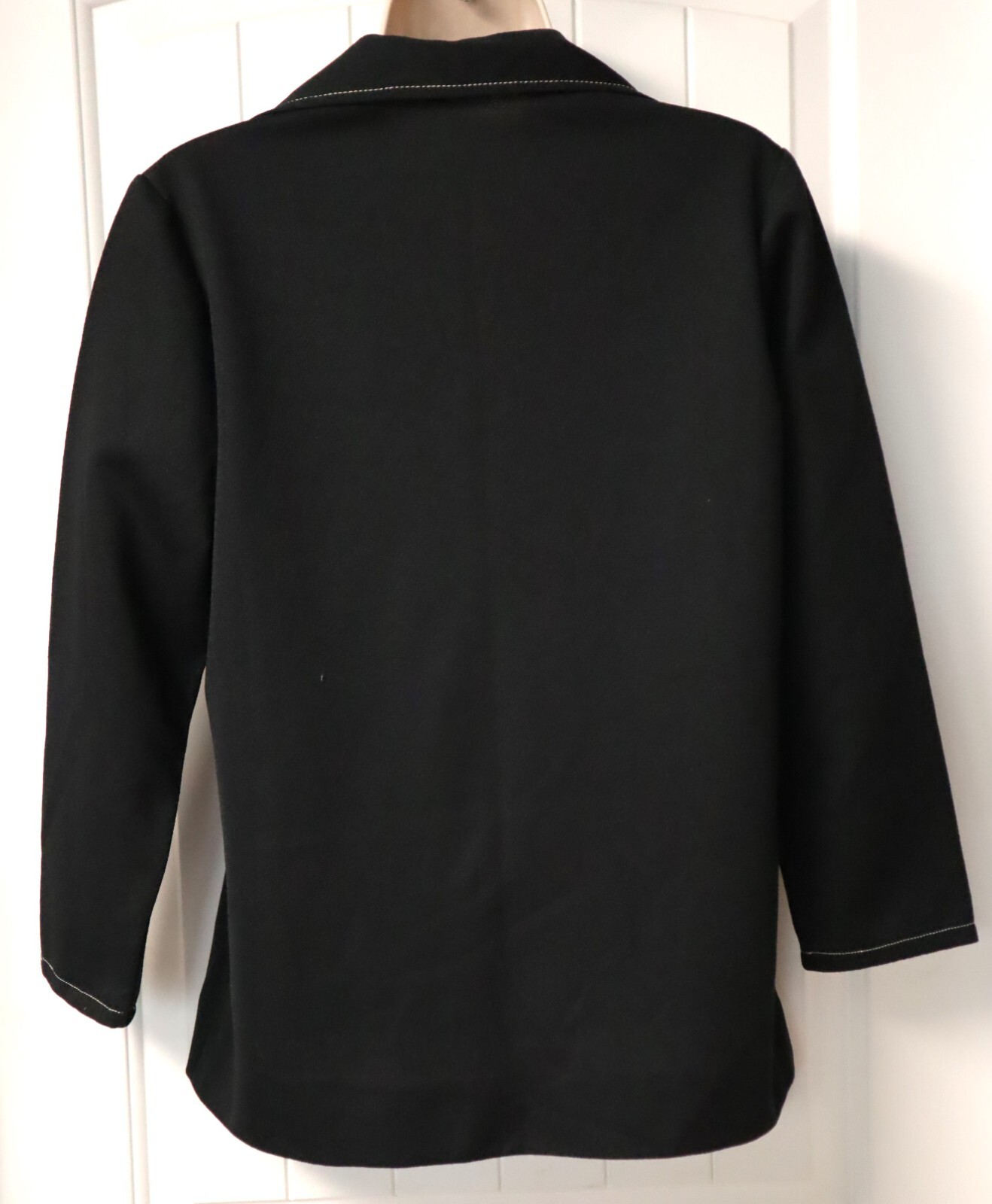 Vintage womens V neck semi sheer black shirt blouse size L (check measurements)