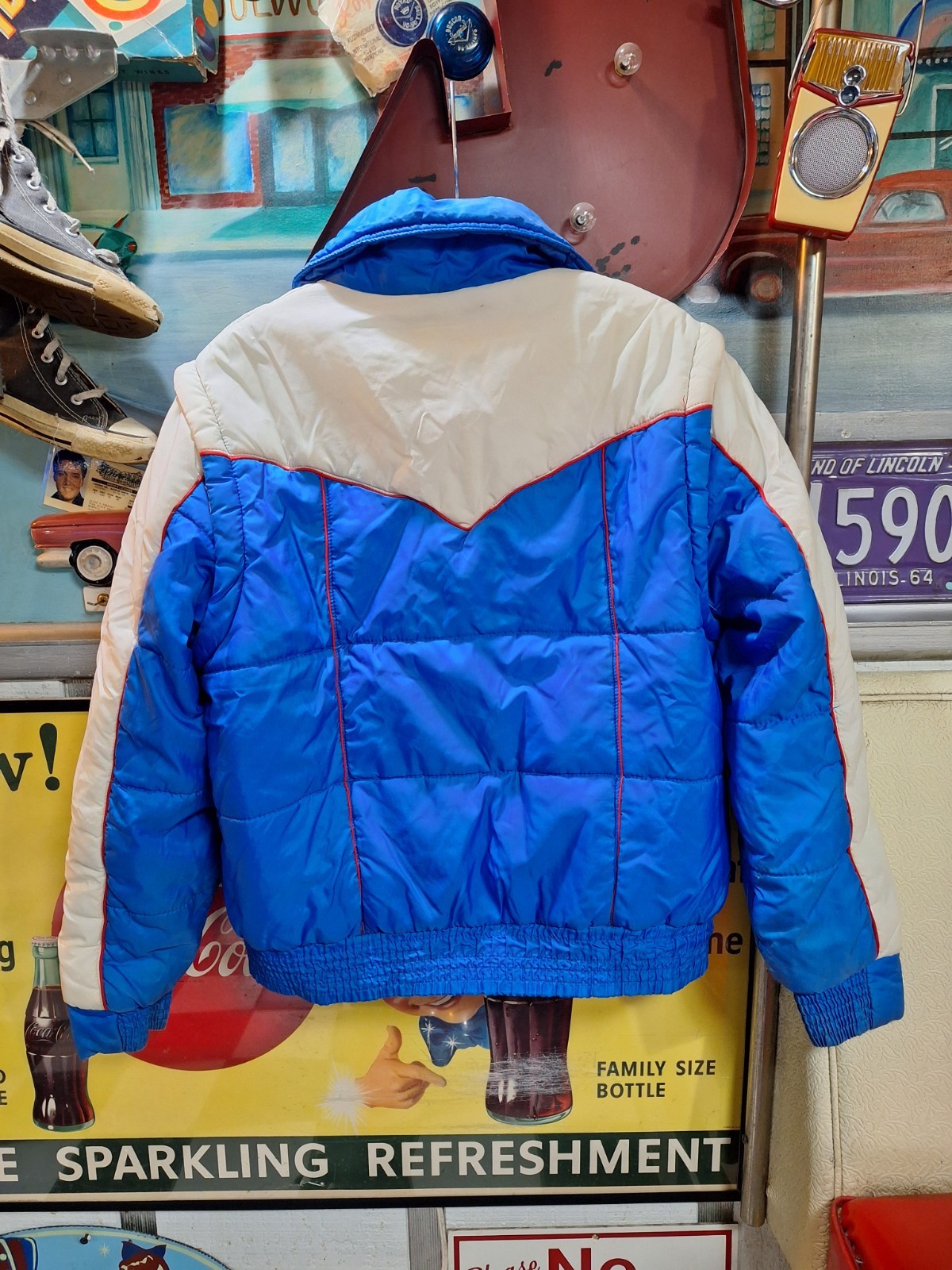 True VTG Mid-century 1970s 80s Brite N Sassy Puffer Ski Jacket Vest Snow Bunny L