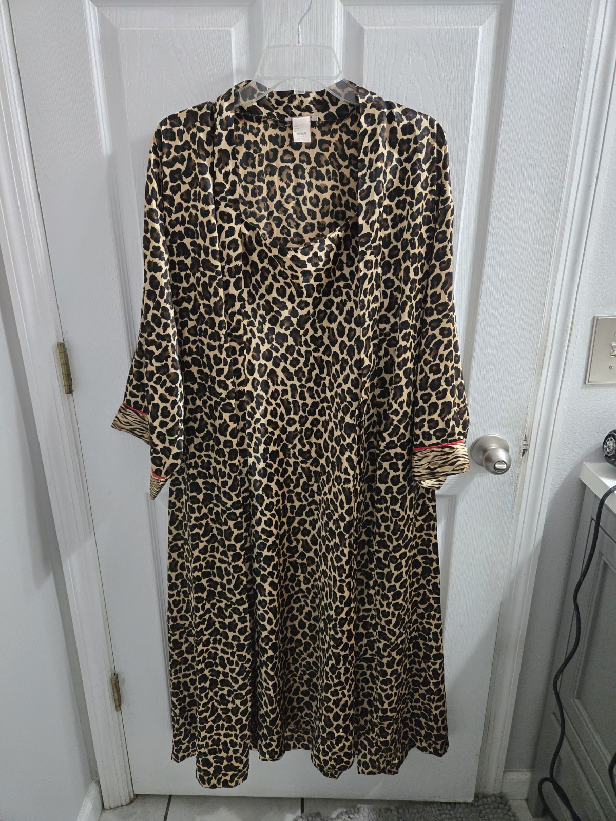 Vintage CRUZ Leapord Print Robe Nightgown Set Size M Blanche Devereaux