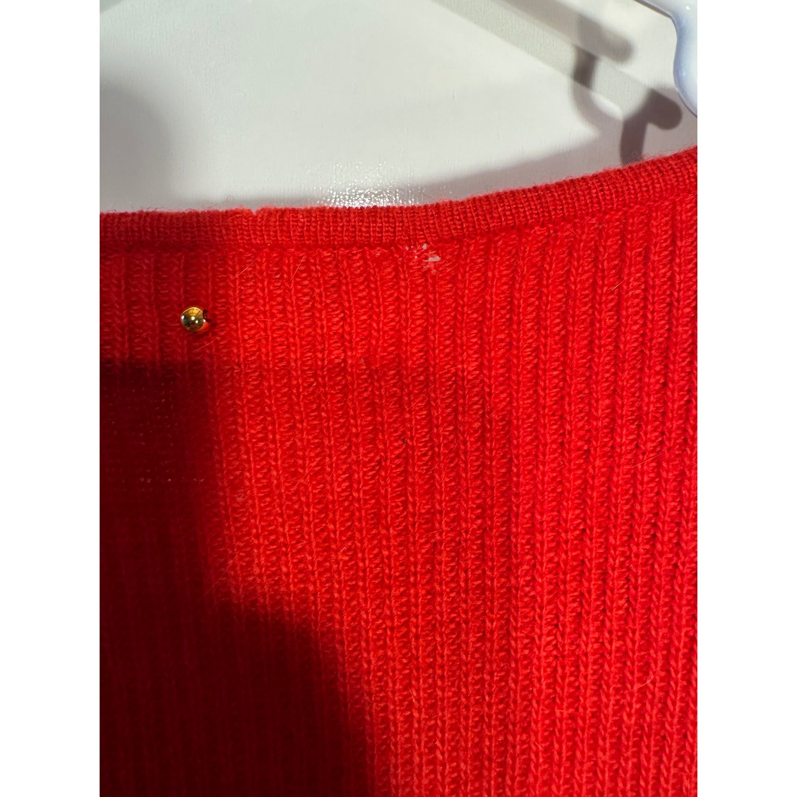 Marisa Christina Classics Vintage Red Beaded Sequin Crest Angora Wool Sweater