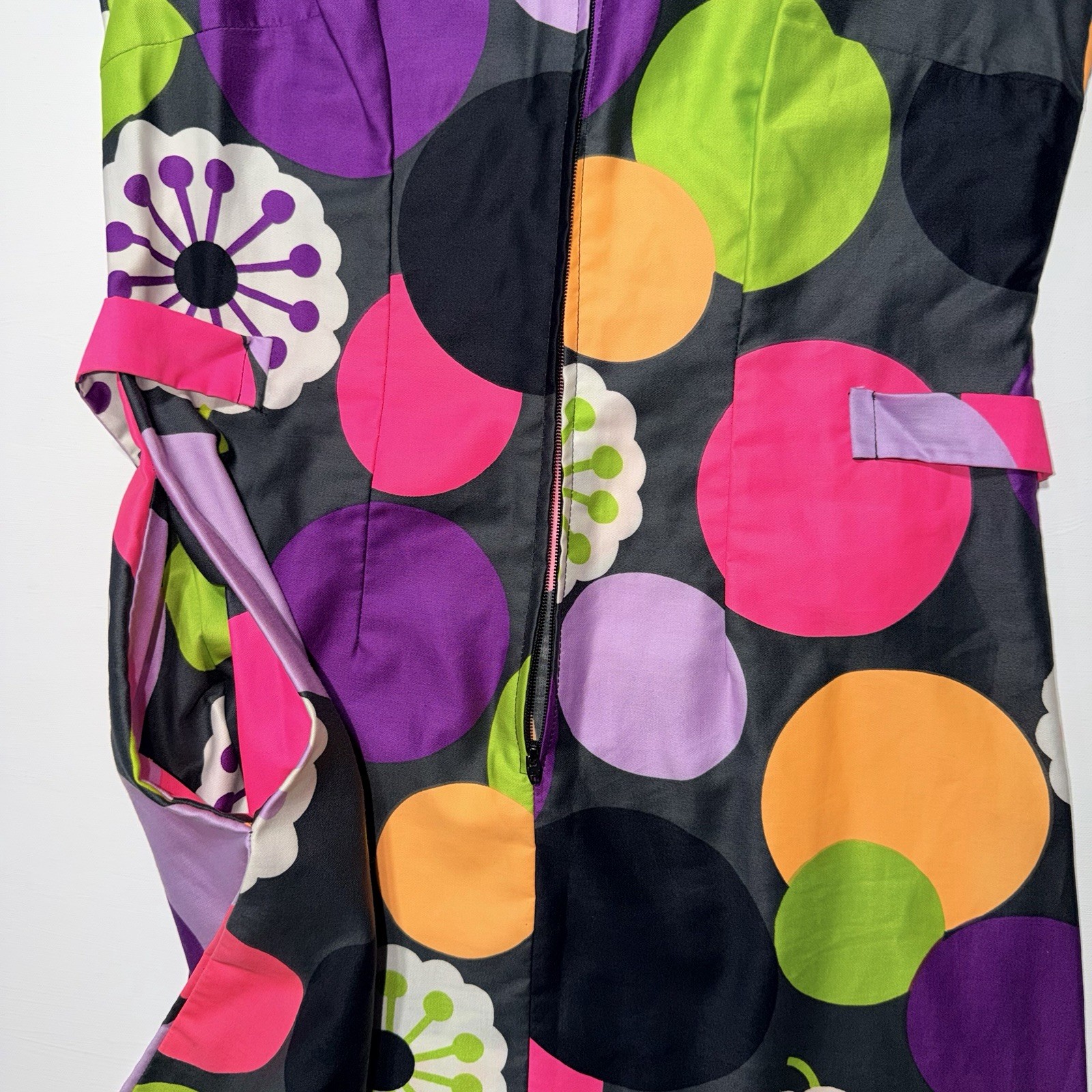 Vtg 1960s Alice of California Mod Shift Dress Psychedelic Flower Power Polka Dot