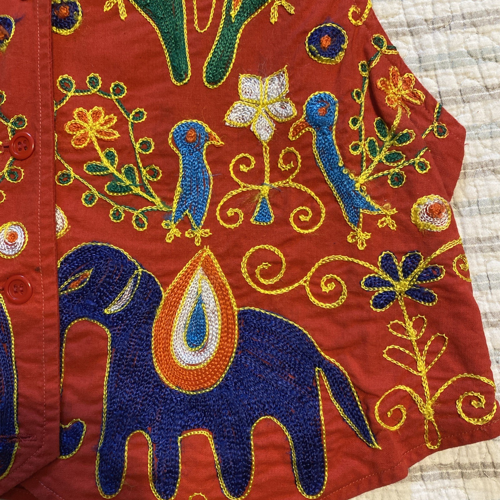 Vintage 80s Arrived Red Bohemian Vest Size L