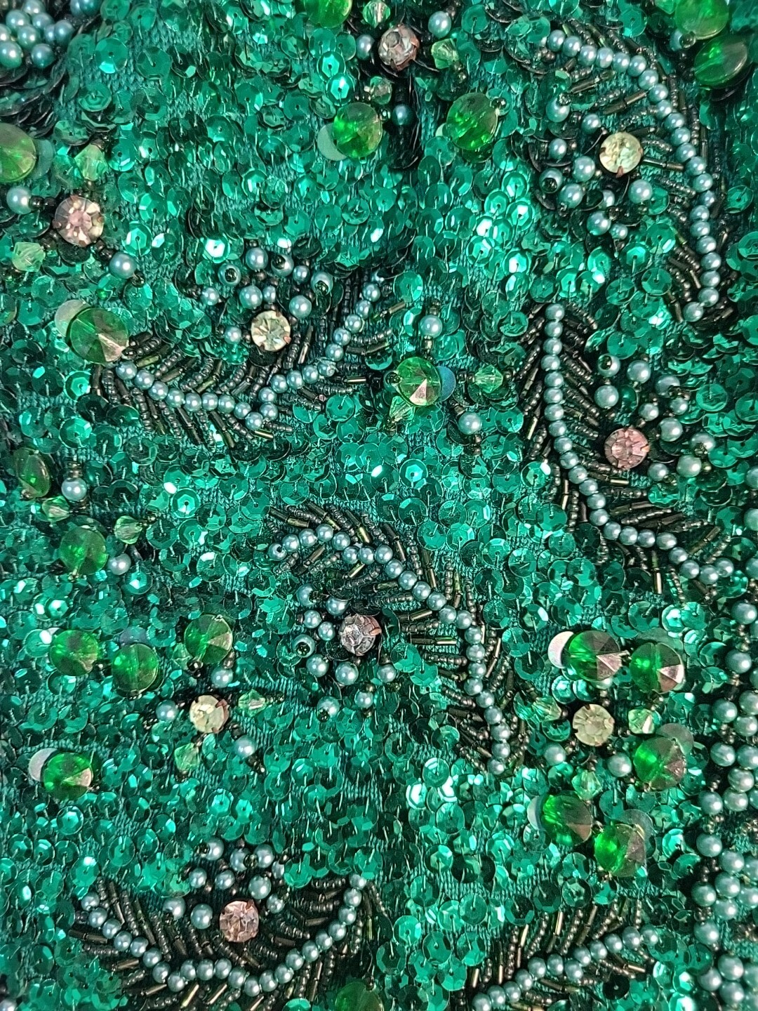 Vtg VALENTINA Ladies Wool Beaded & Sequined Butterfly Couture Vest M Green