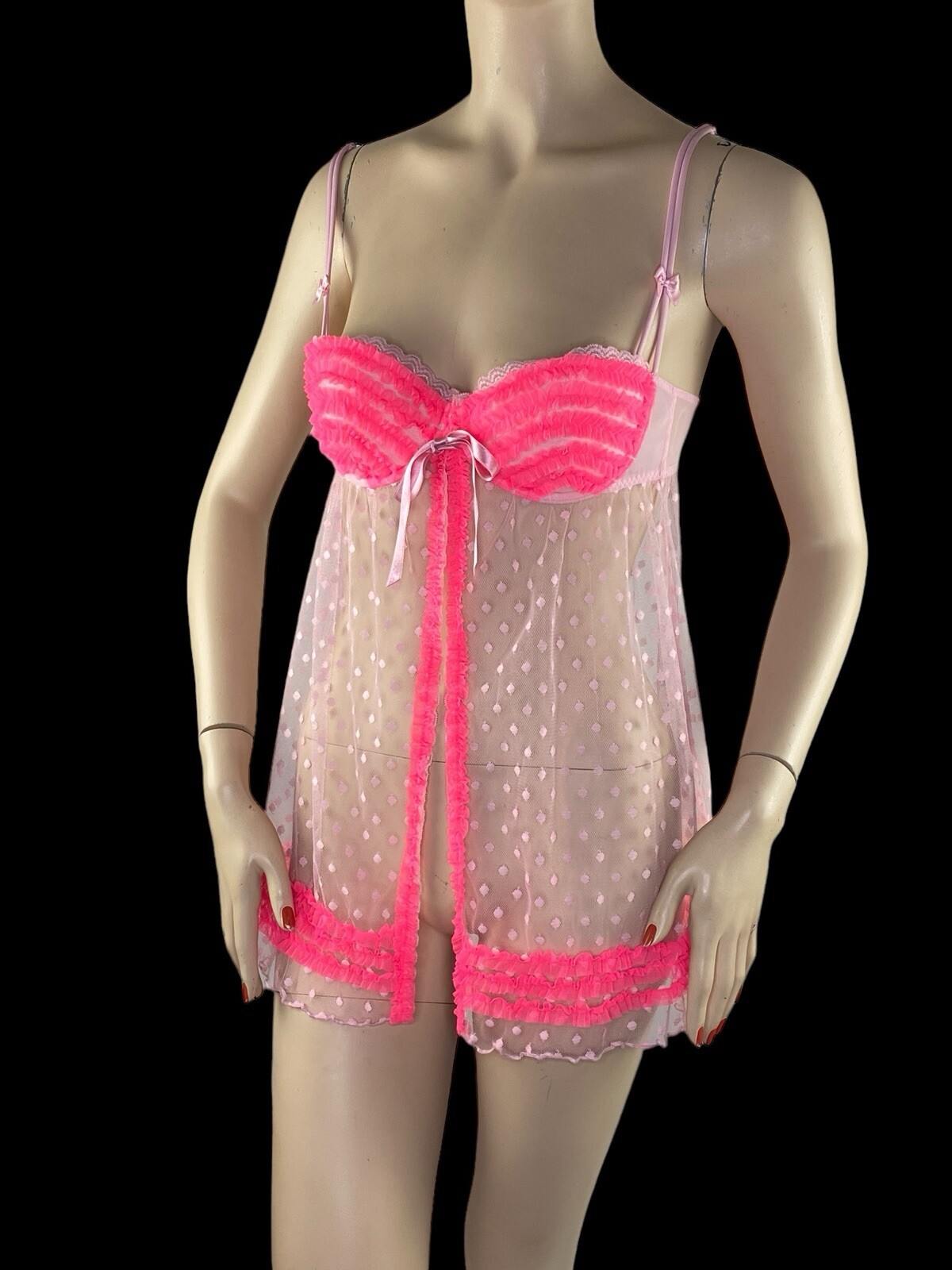 Victoria’s Secret Sexy Little Things Pink Y2K Babydoll Push Up Bra Nighty 36B