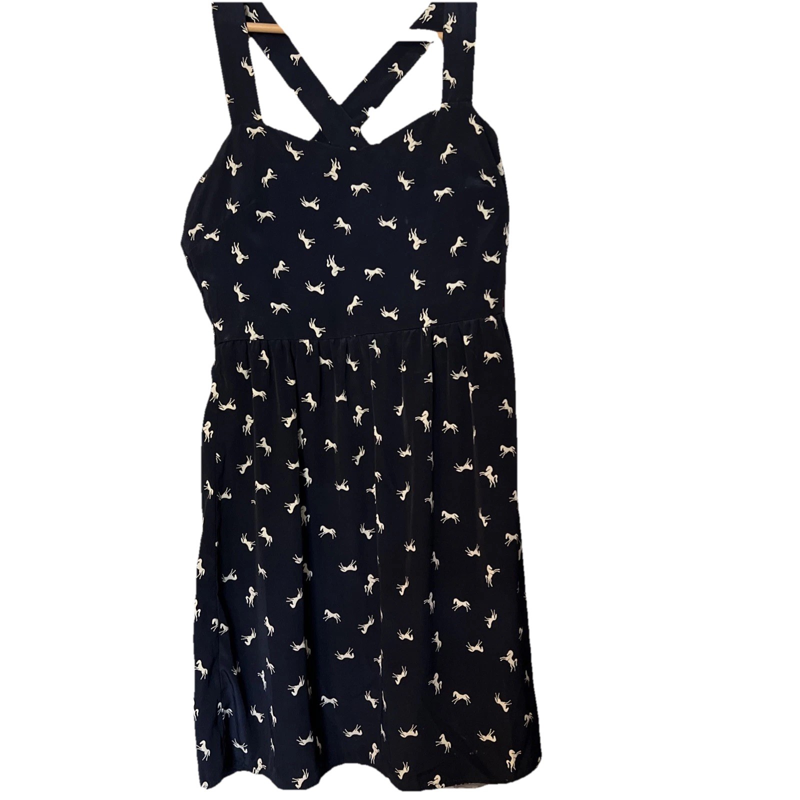 Cute And Comfy medium Vintage Navy Summer Dress For The Horse Lover In All Of Us