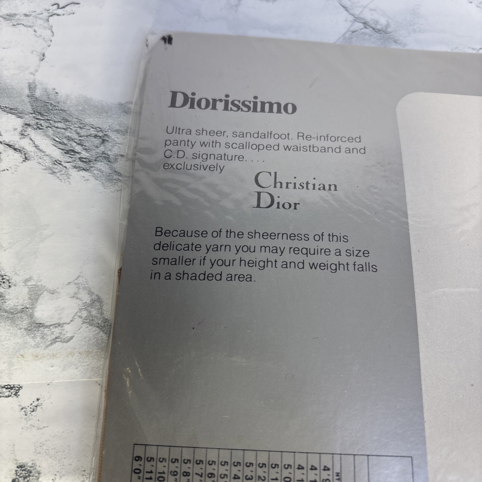 VINTAGE CHRISTIAN DIOR PANTYHOSE SIZE 4 ULTRASHEER DIORISSIMO creme crepe 4443