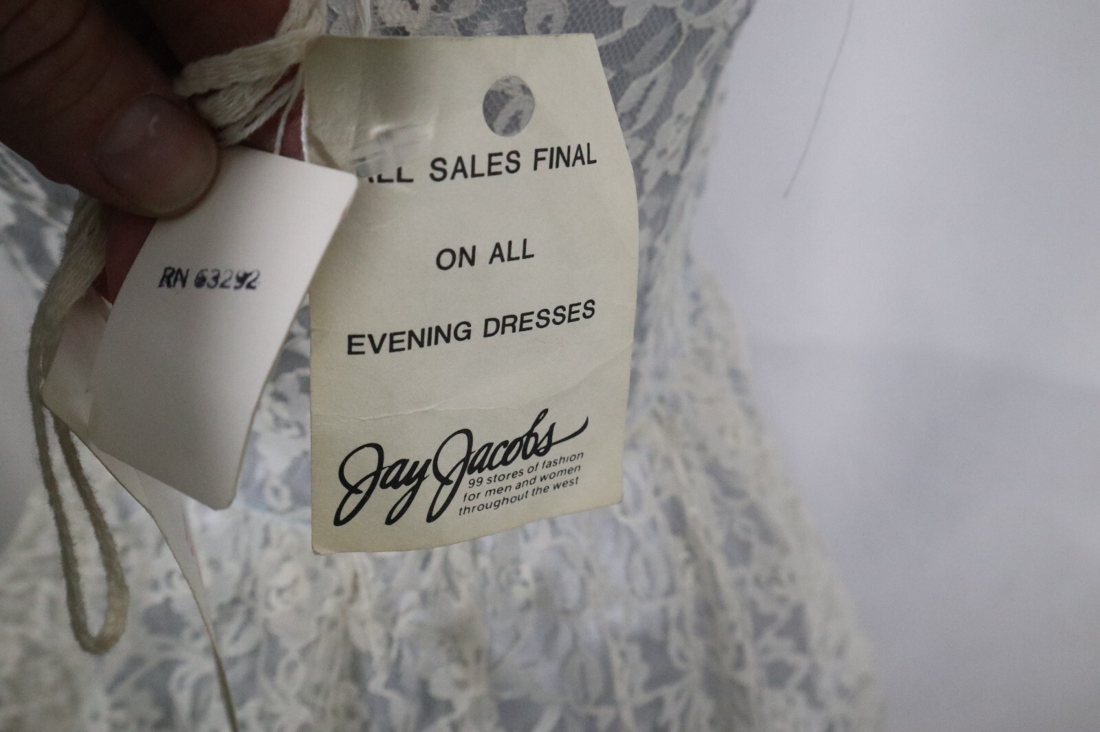 Vintage 80s Jay Jacobs Lace Prom Dress NWT Deadstock Size 9/10 Spaghetti Strap