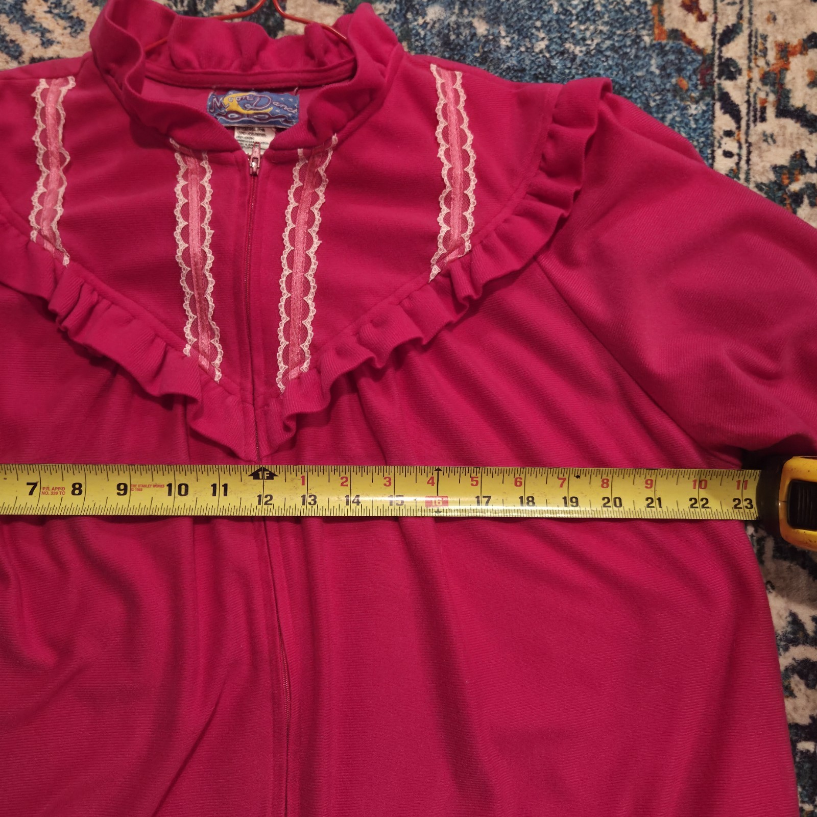 Vintage Moon Dance Pink Ruffle Robe Nightgown Housecoat 39” Long Size Large
