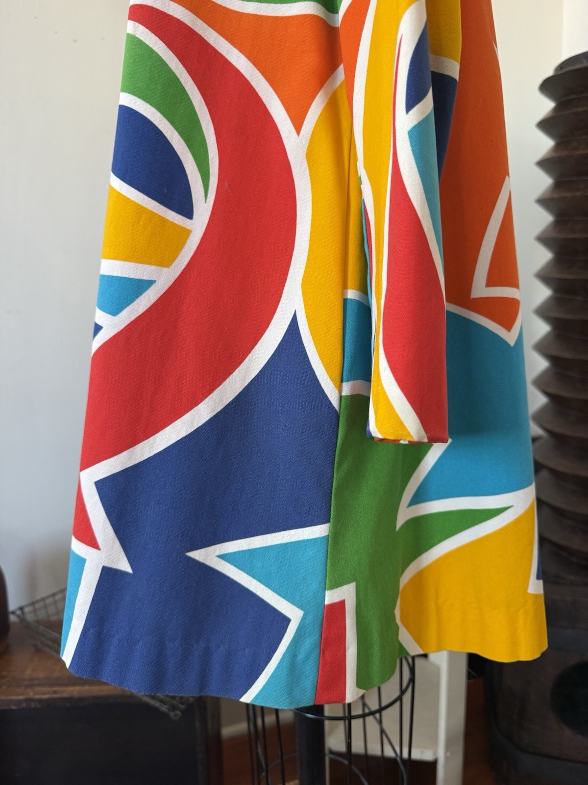 60s Mod Psychedelic Pop Art Print A-Line Swing Coat/ Statement Jacket/Mini Dress