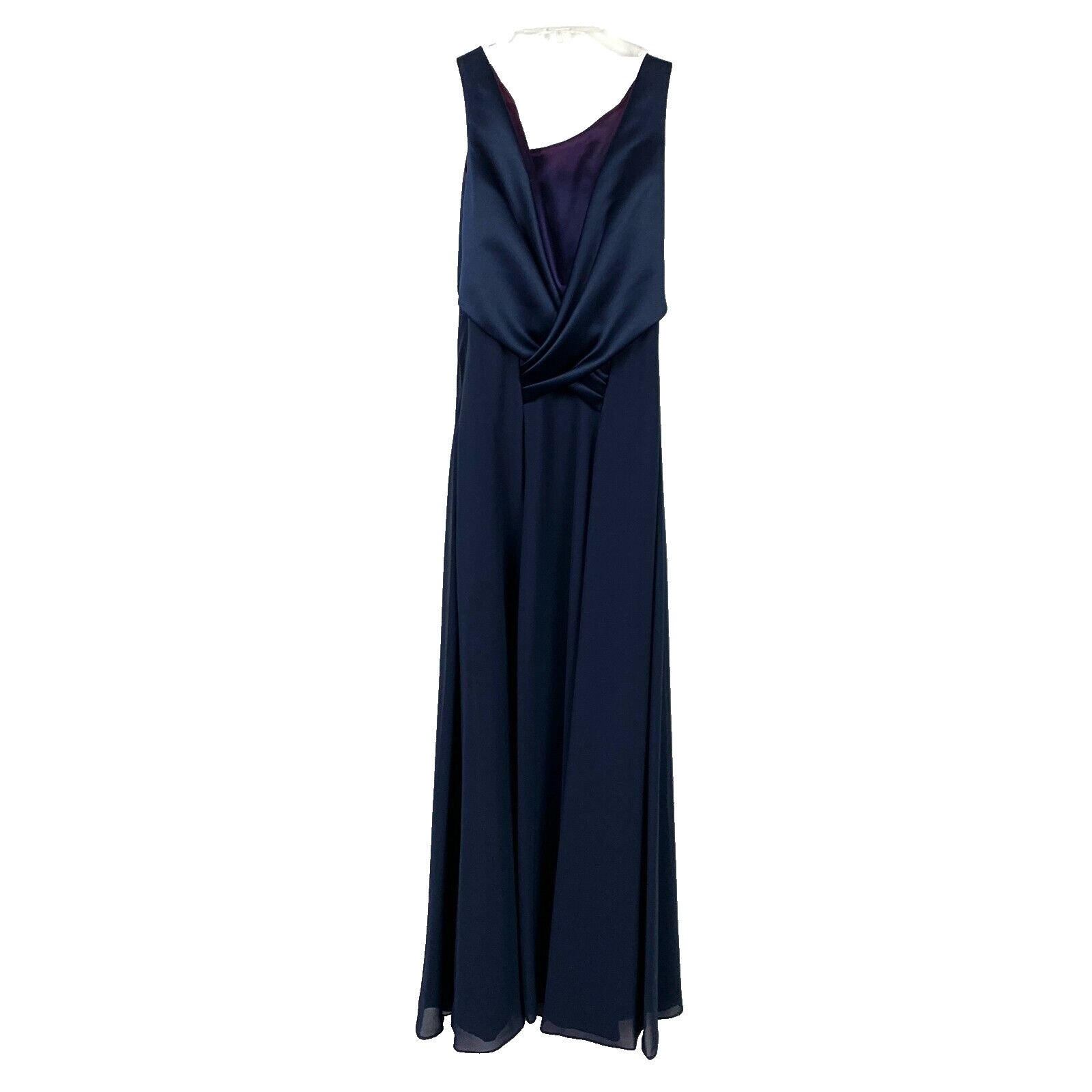 Vintage 90s Michaelangelo Formal Navy Blue Sleeveless Wrap Back Dress 7/8