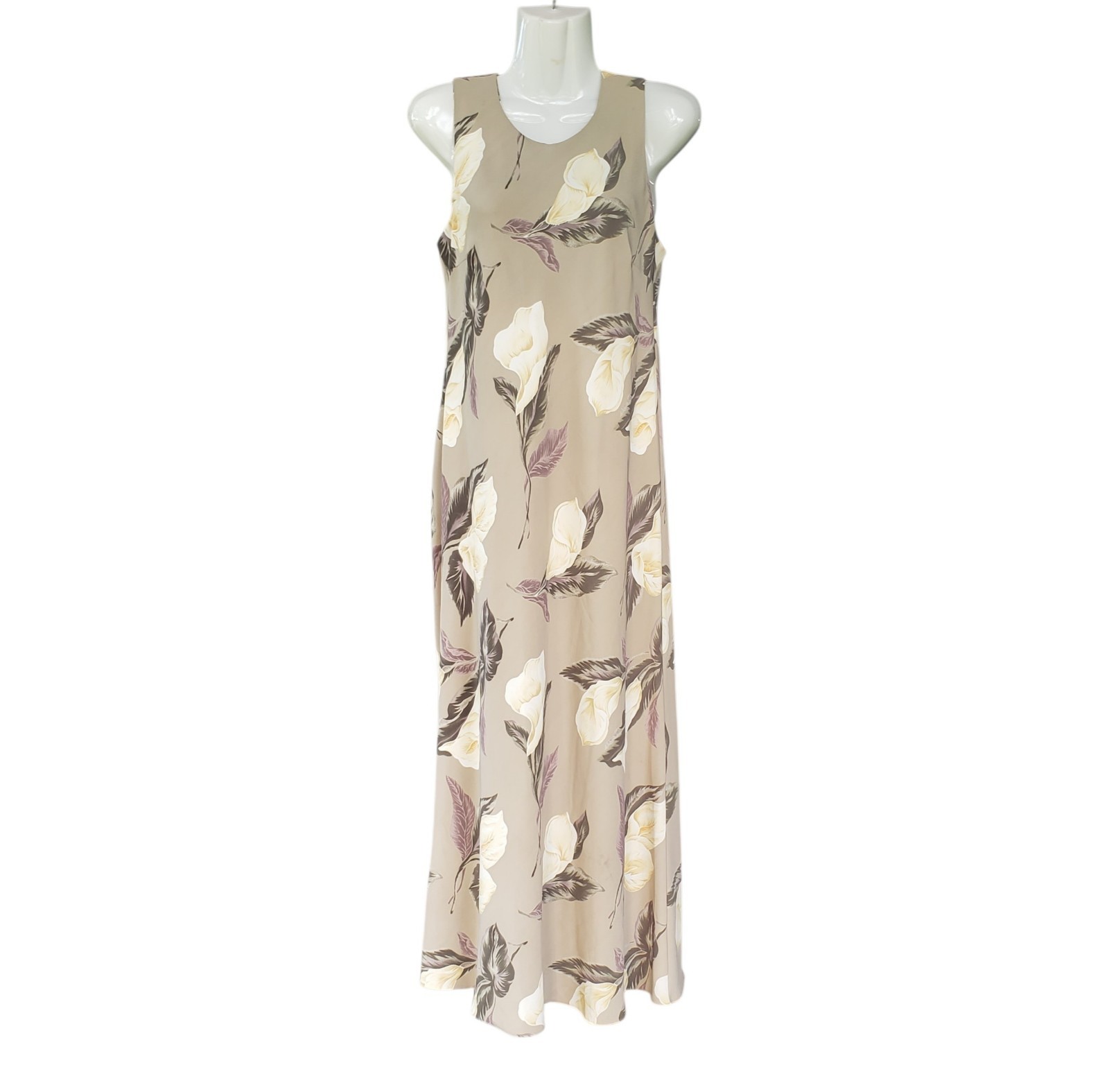 VTG KRISTY Sleeveless Calla Lily Floral Maxi Dress 90s | 8