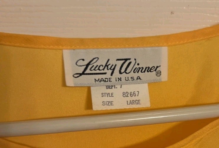 Lucky Winner Blouse Vntg Popover Yellow Size L