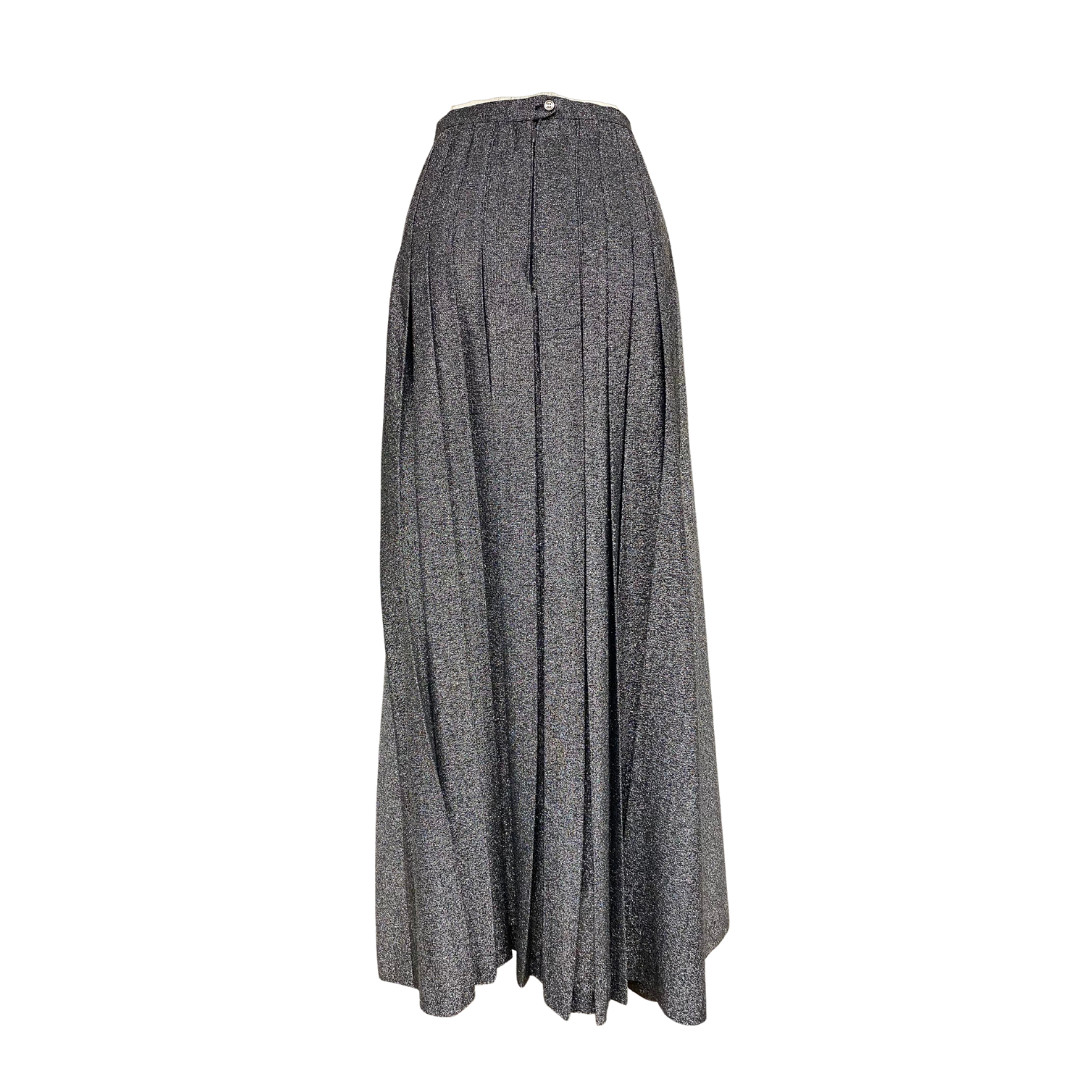 Vtg Vintage 1970s 70s Disco Era Glam Metallic Silver Geoffrey Beene Maxi Skirt
