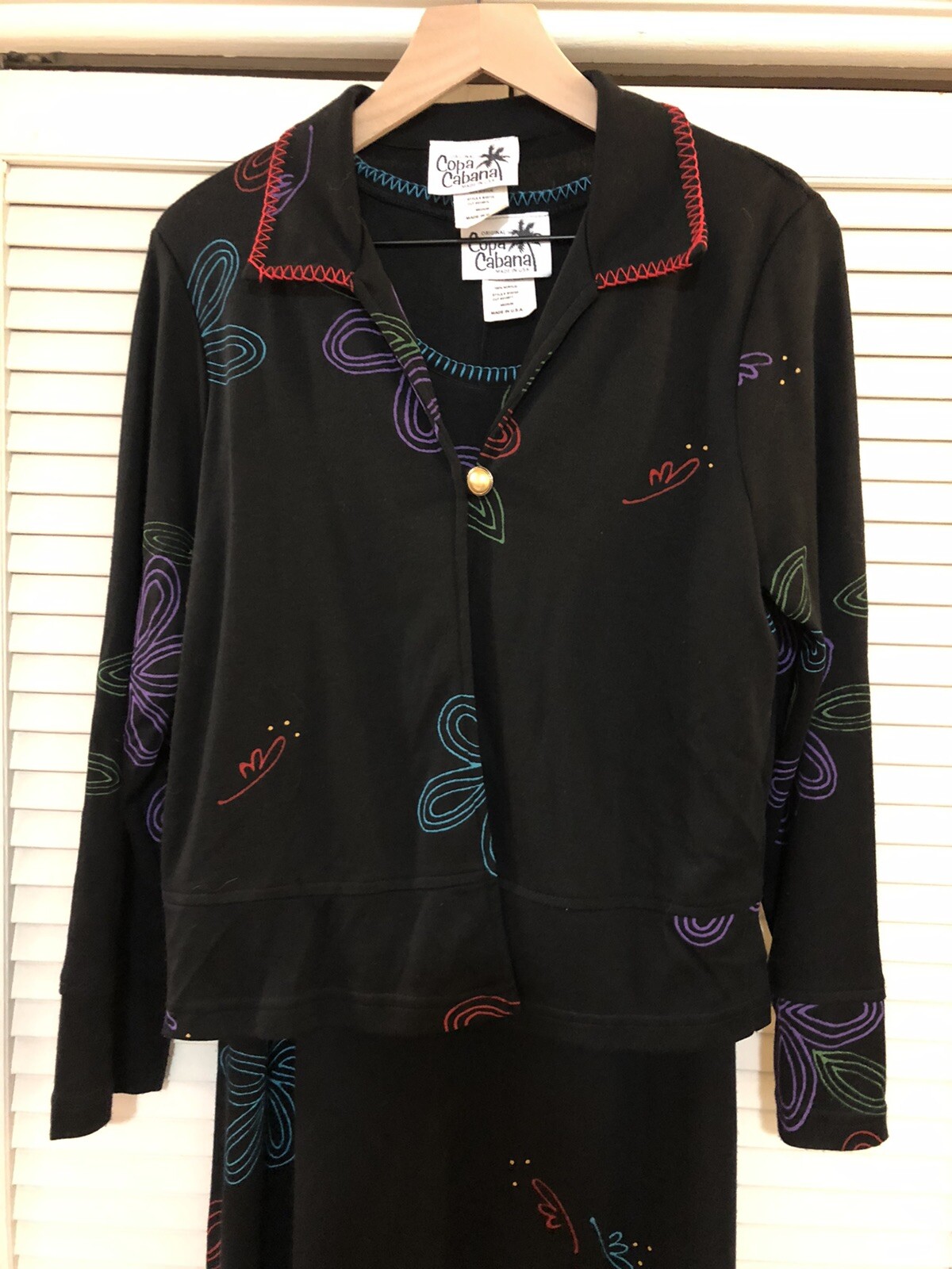 Vintage 80s Copa Cabana Original Floral Beach Lounge Maxi Dress and Jacket