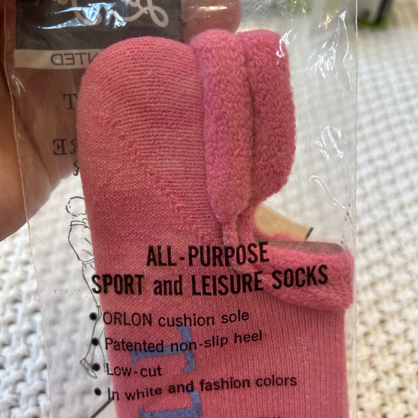VTG Women’s Lady Jam Pink Socks Acrylic Blend Roll 80’s 90s Size 8.5-11 USA