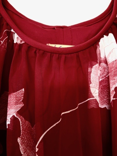 KIYOMI HAWAII Vintage 1970 Floral Deep Red MuuMuu Dress 16 ORDER by 5-26