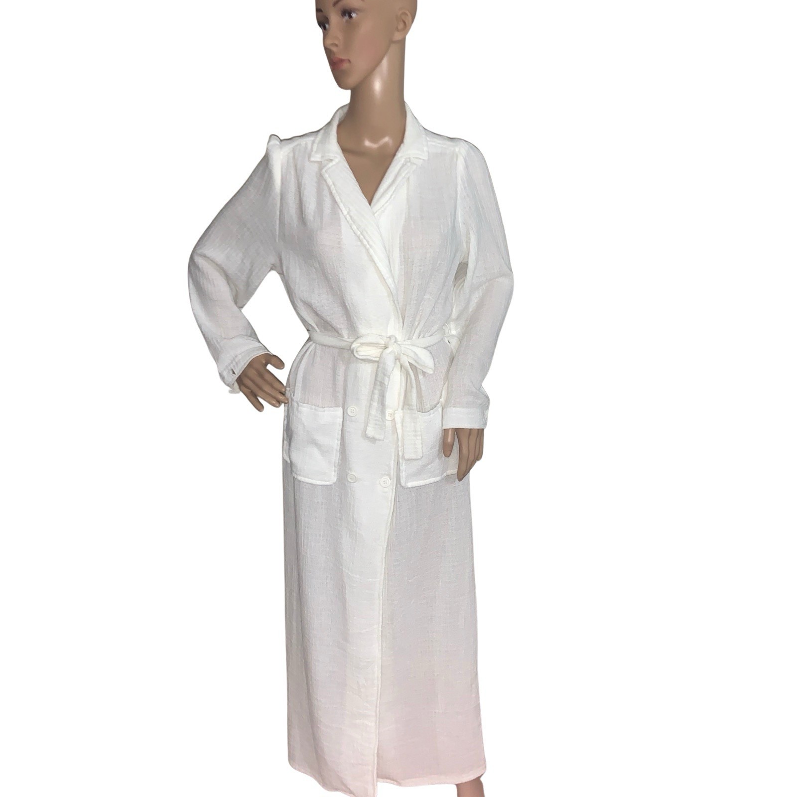 Vintage Mel Mortman Gauze Robe Medium White Resort Minimalist Capsule Bridal