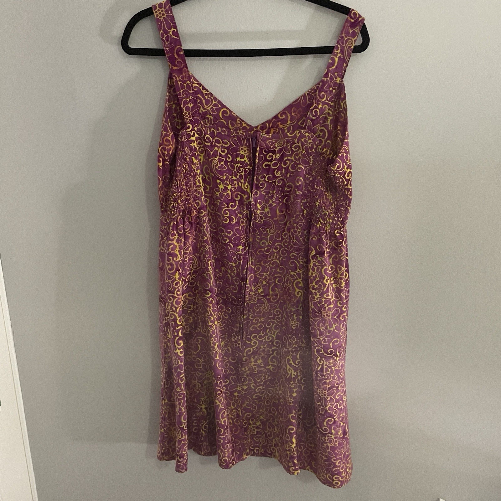 Vintage Womens Endeavour Dress XXL Fuchsia And Yellow Floral Pattern Sun Dress