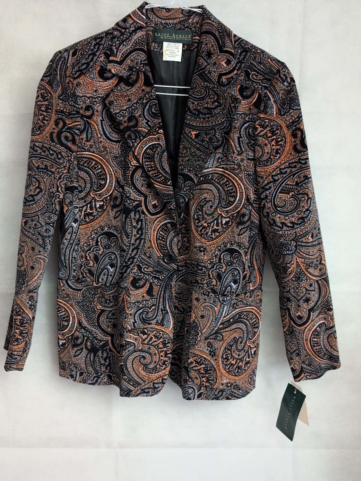 Harve Benard Blazer Vintage 90s Velvet Paisley Womens Size 8 Cotton Spandex NWT