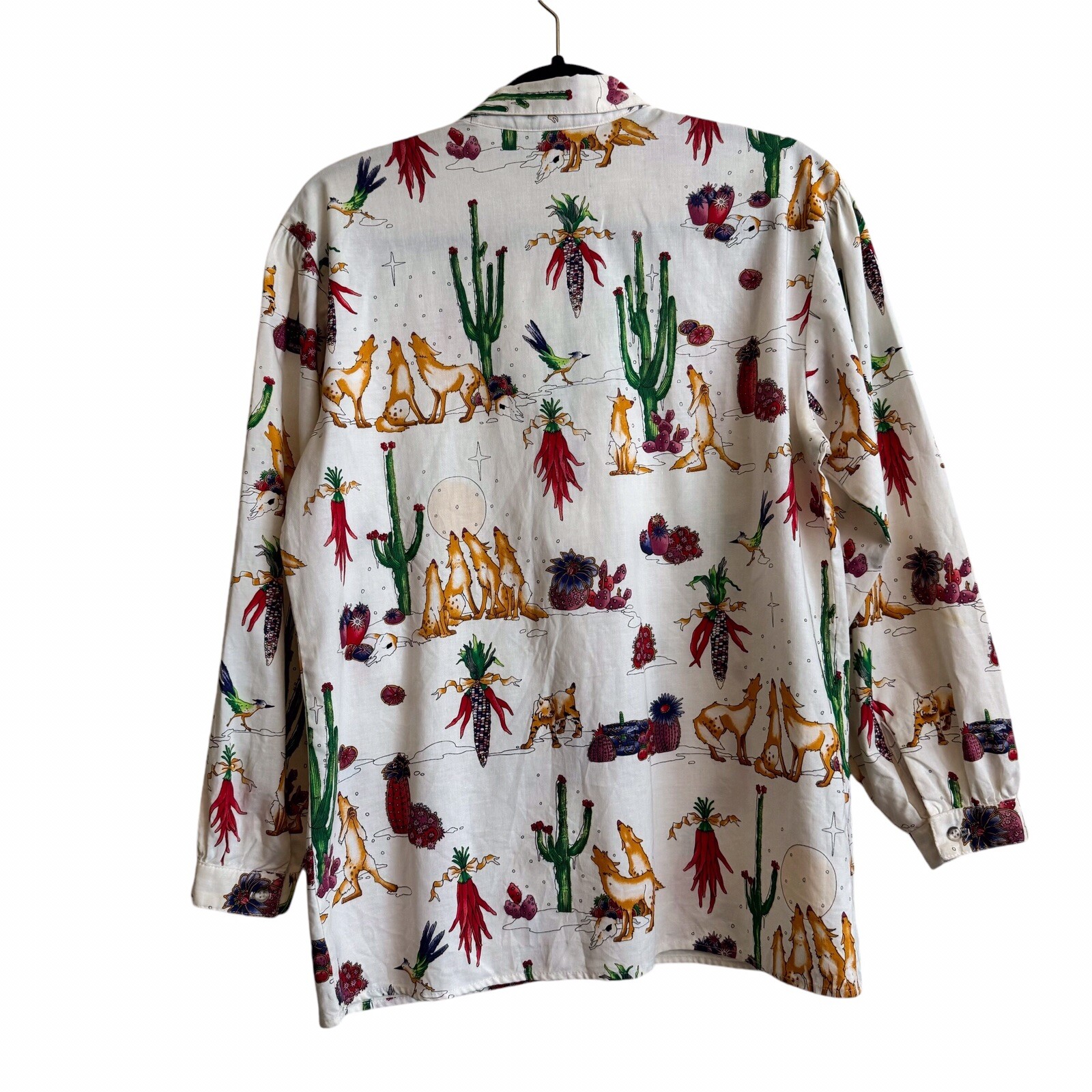 Vintage On The Verge Size Small Cowboy Western Cactus Ruffle Button Up Top