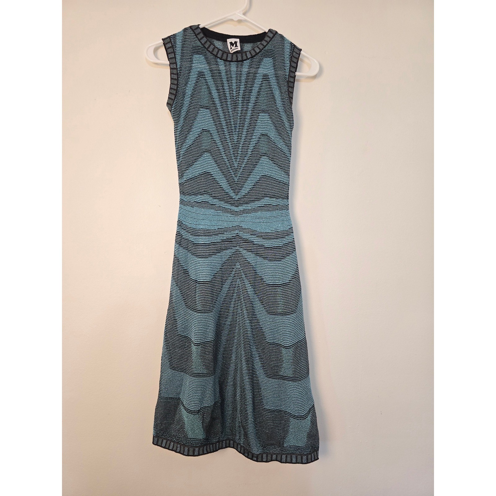 Missoni Dress Art Deco Black Blue Wave Retro Knit