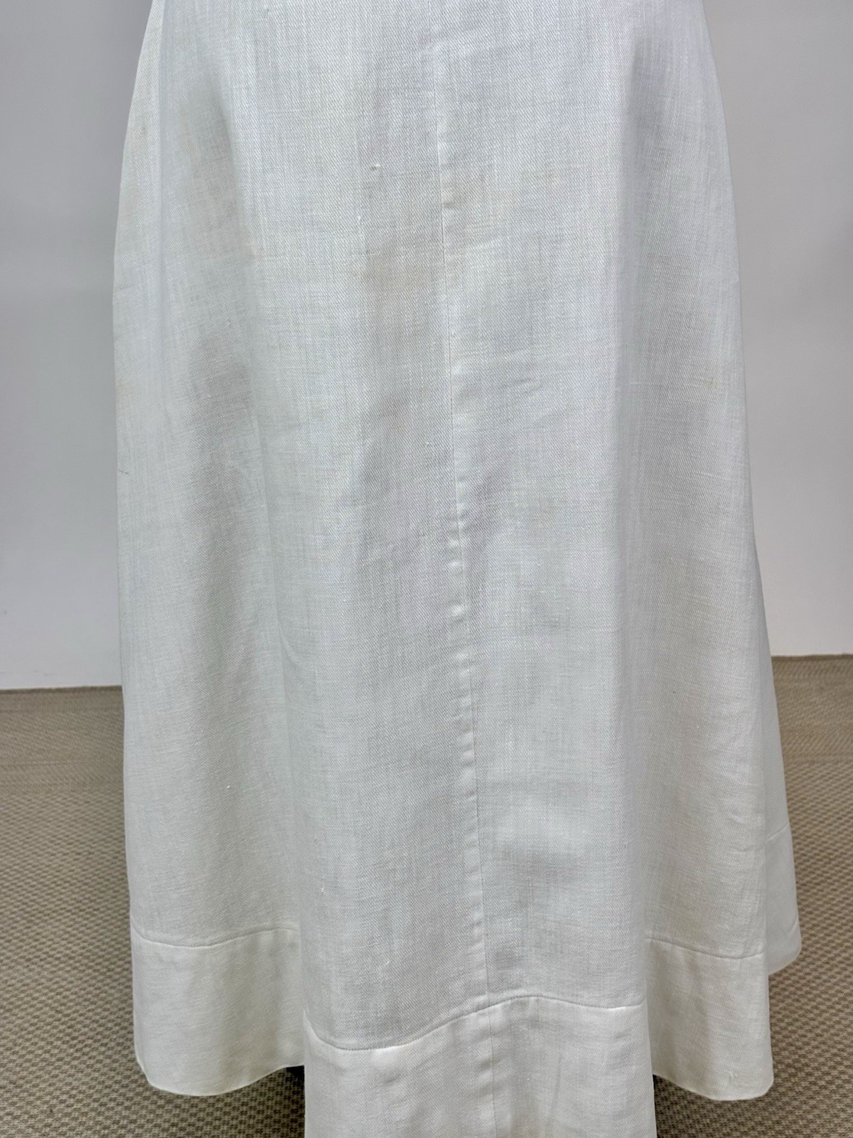 Edwardian 1910s Antique Cotton Skirt White Buttons Snaps Wide Hem Twill Weave