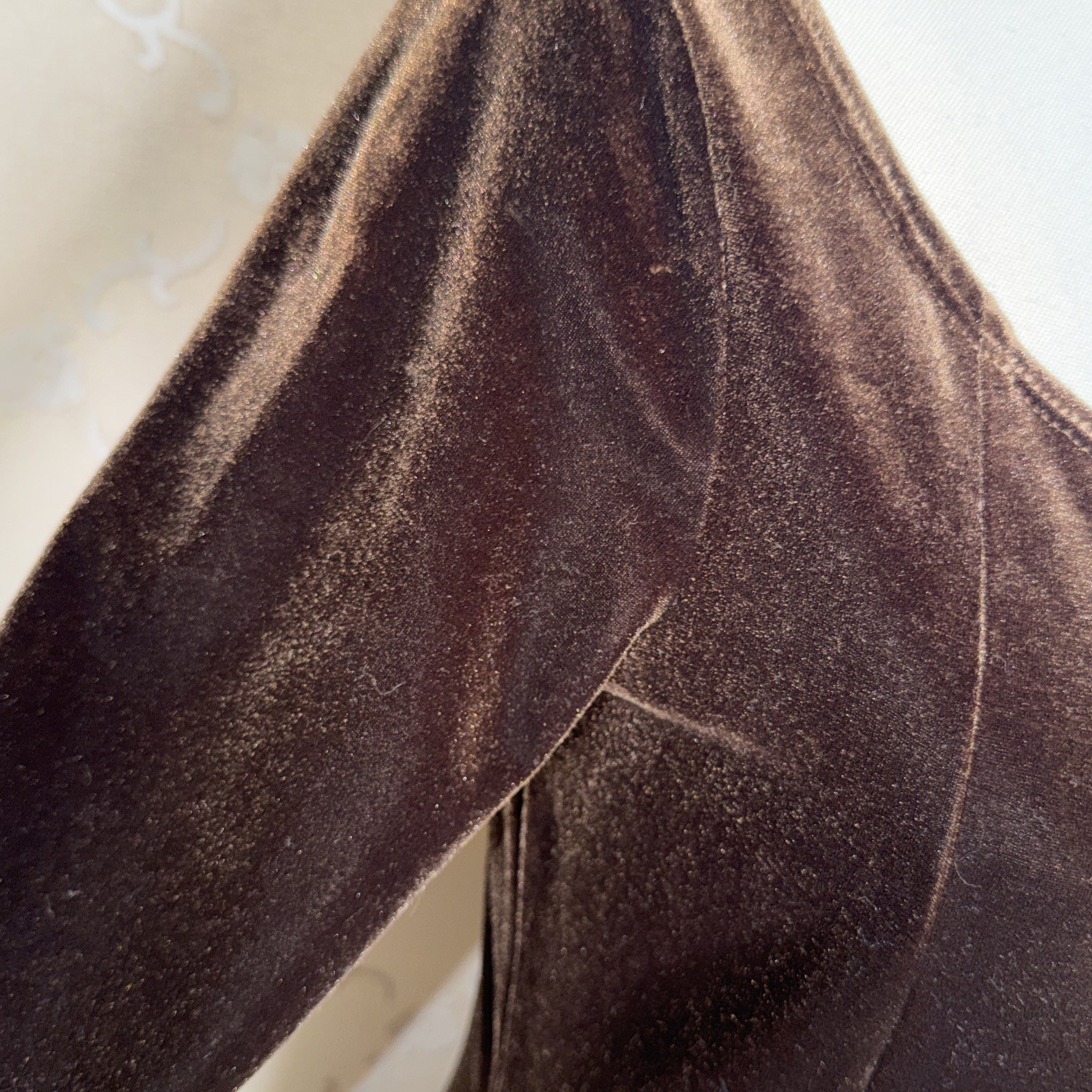 VTG Eddie Bauer Brown Flat Stretch Velvet Long Shift Dress Size Medium 36 Bust