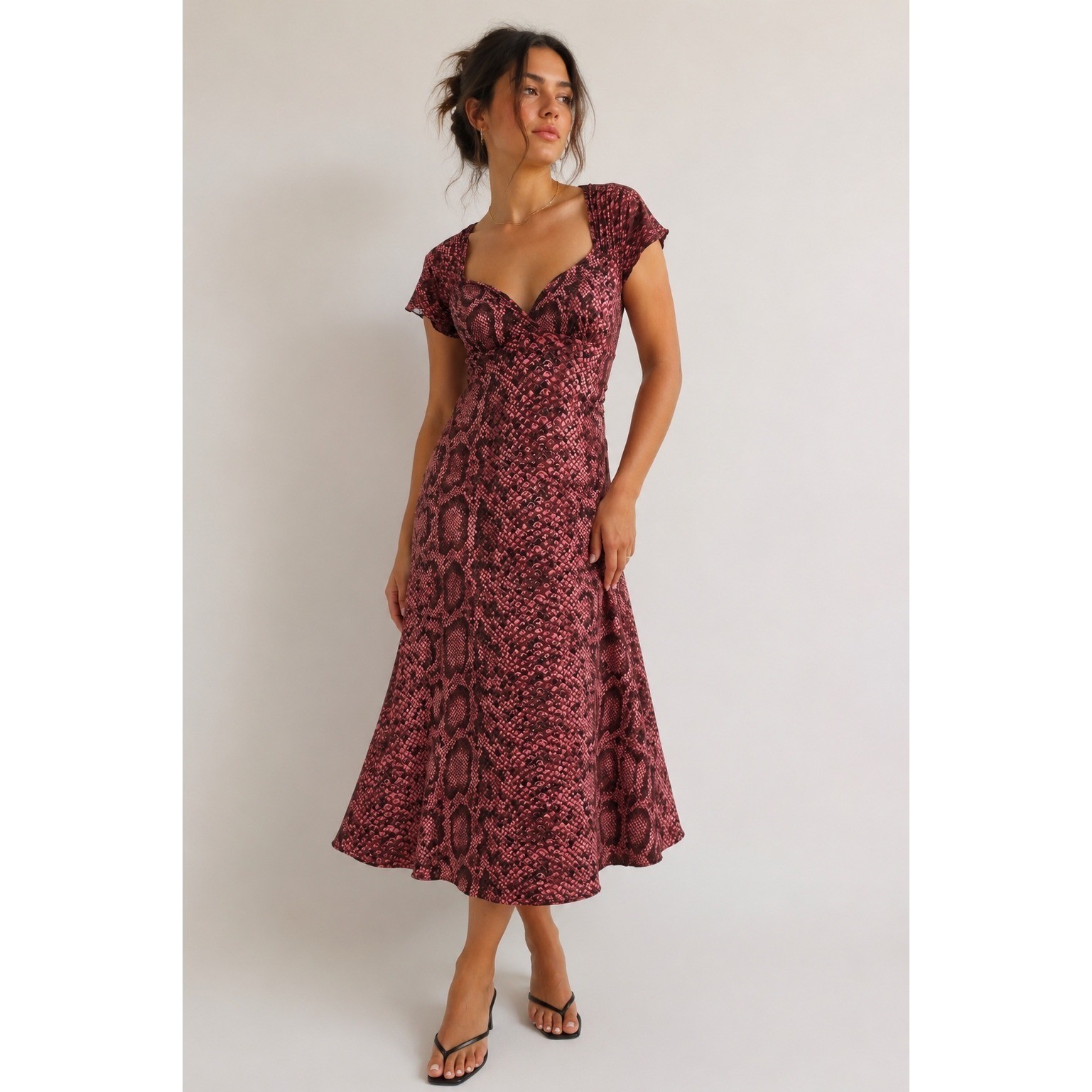 Betsey Johnson Vintage Dress S Snake Print Sweetheart Midi Y2K 90’s Grunge