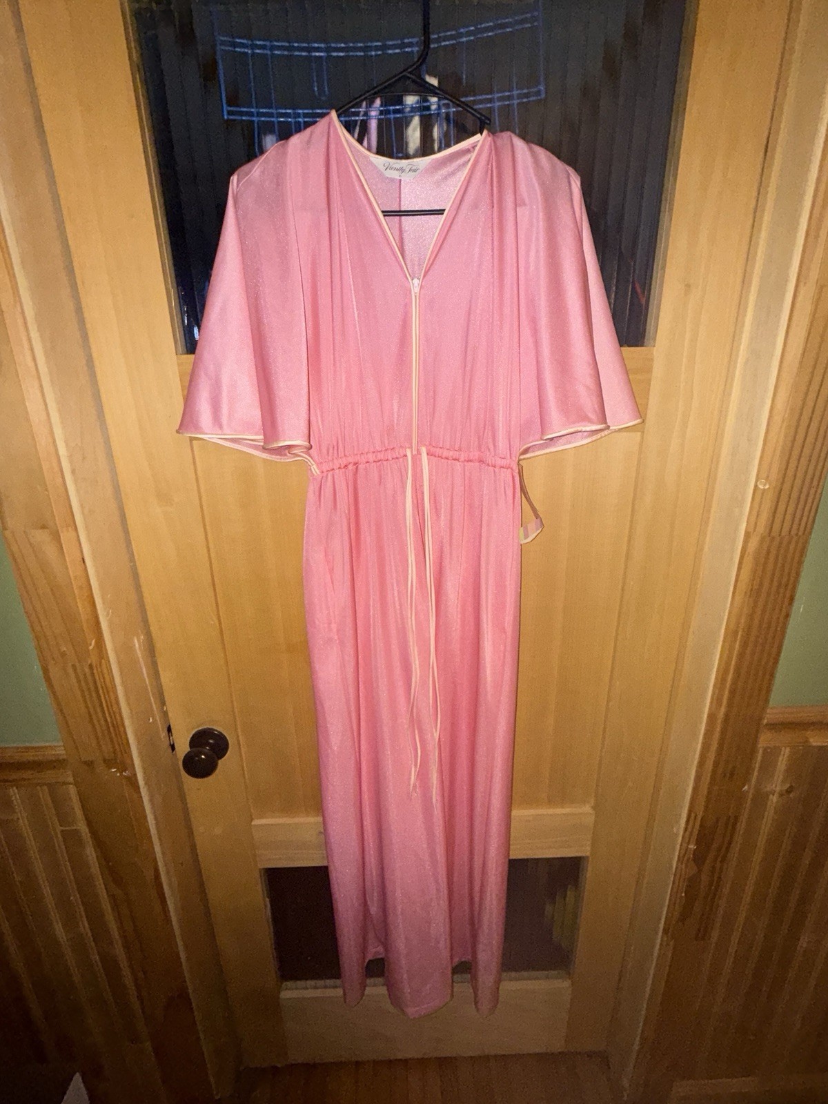 NWT Vintage Vanity Fair Flutter Sleeve Velour Lounge Wear Robe Gown Size Small