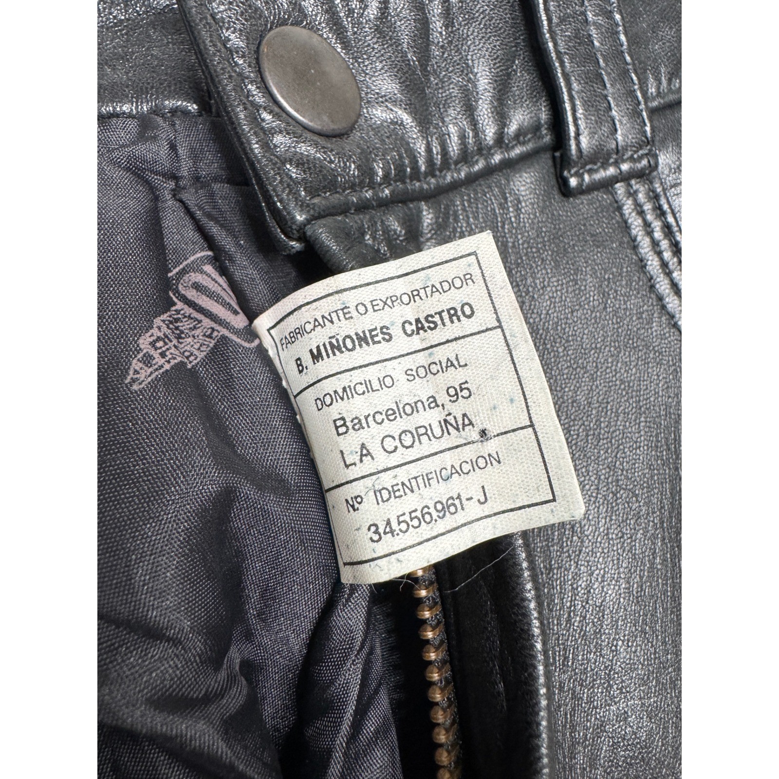 B. Miñones Castro Leather Pants Women 26 Black Vintage Spain Sheepskin