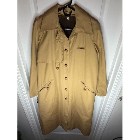 Vintage 70’s Sheep Mates New York Paris Corduroy Lined Trench Coat Womens Medium