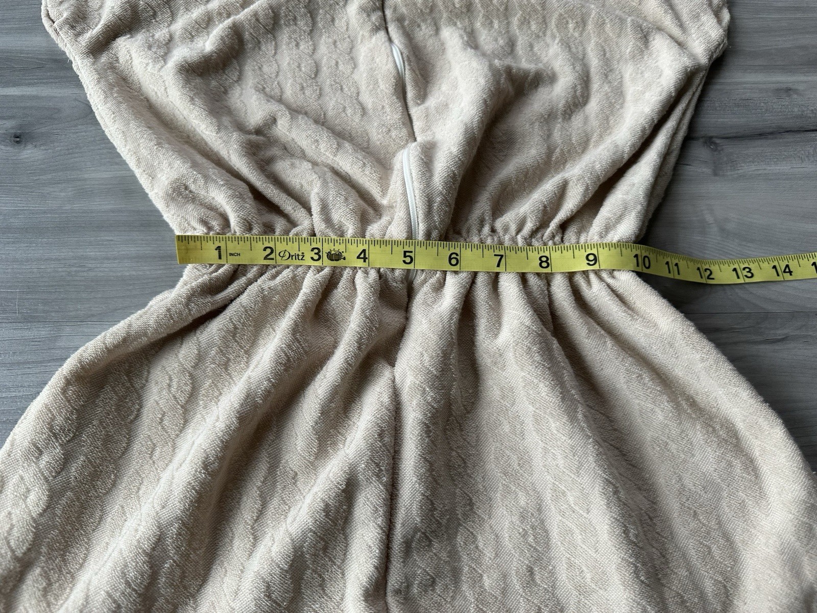 Vintage Hooded Swimsuit Cover Front Zip Beige Women’s Size M Cable Twist Pattern