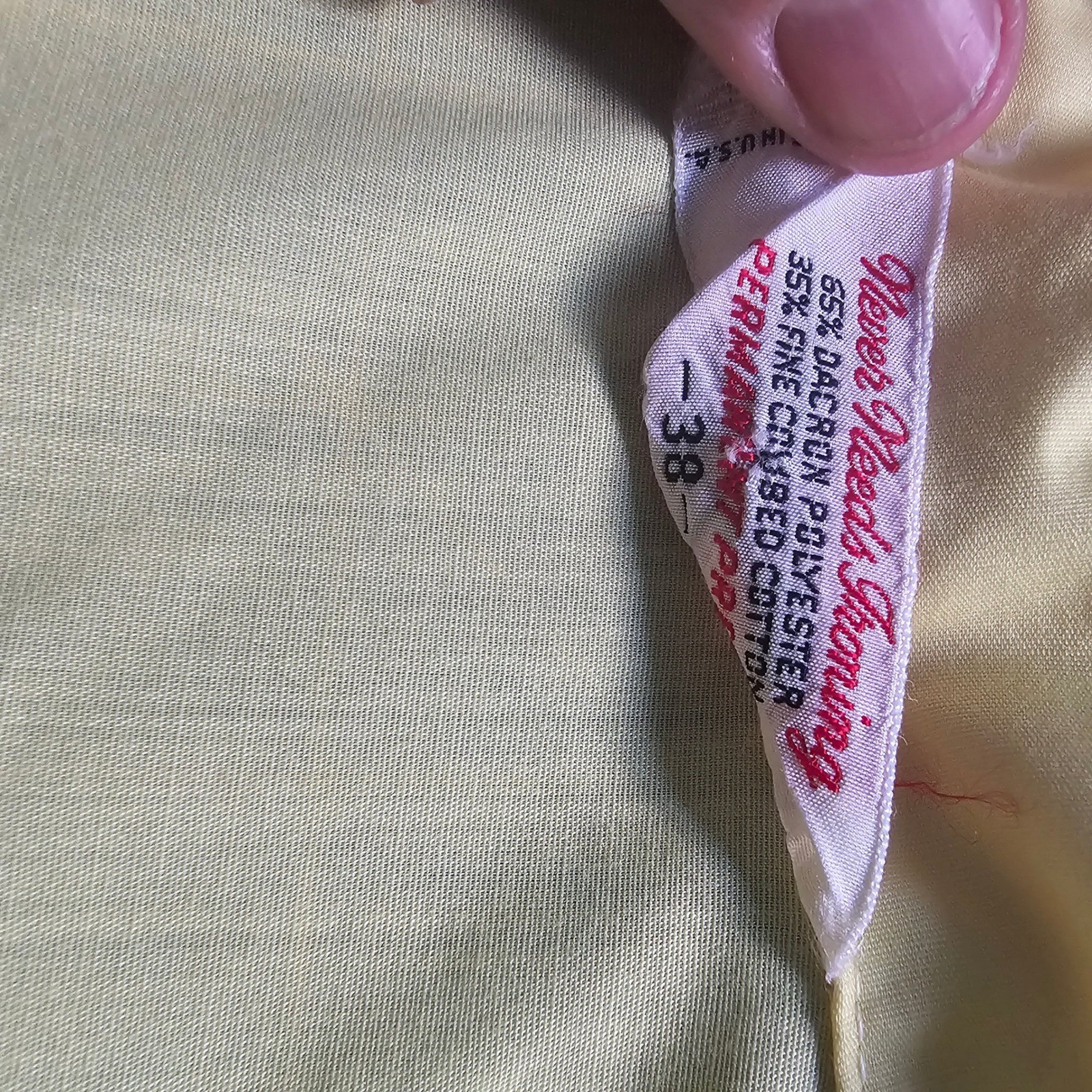Vintage 1960s Yellow Button Down Blouse Short Sleeve Dacron Cotton Shirt Size 38