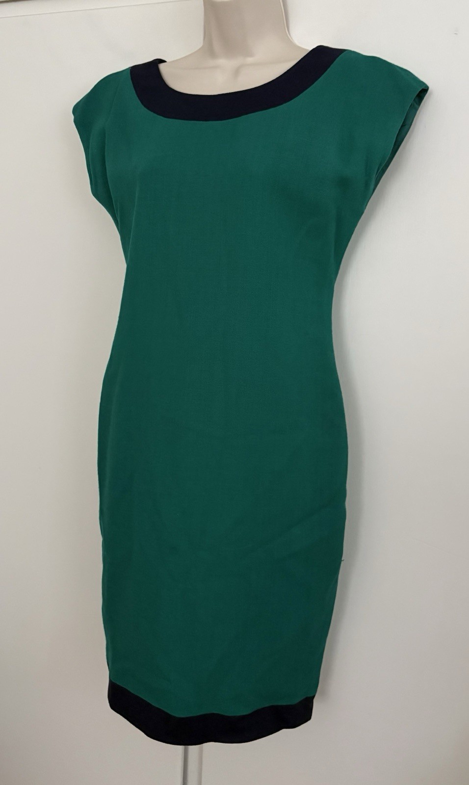 Vintage Rickie Freeman For Teri Jon Size 4 Green & Blue All Occasion Wool Dress